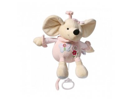 Plyšová hračka s hracím strojkem Baby Ono Myška 31cm - růžová