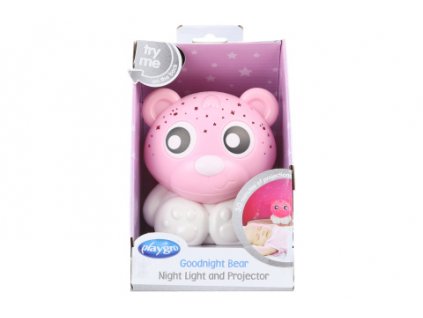 Playgro - Usínací lampička medvídek s projektorem - růžovo-bílý