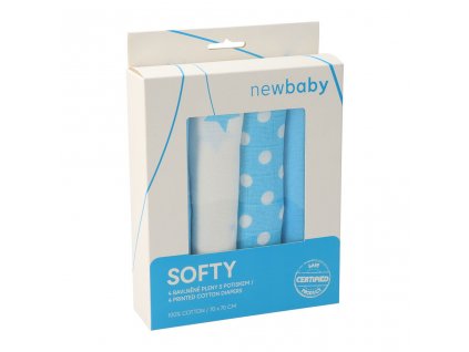 Látkové bavlněné pleny New Baby Softy s potiskem 70 x 70 cm 4 ks