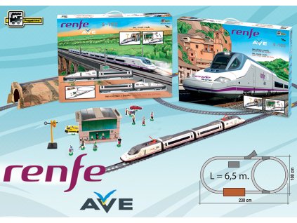 Pequetren 750 Vysokorychlostní vlak Renfe Ave s horským tunelem a stanicí  + Dárek zdarma