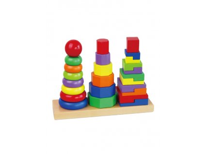 Dřevěné barevné pyramidy pro děti Viga - multicolor