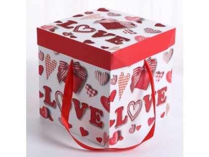 Dárková krabička 22 cm - valentýnská srdce