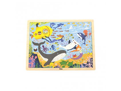 Dřevěné puzzle 48 dílků Viga Mořský život - multicolor