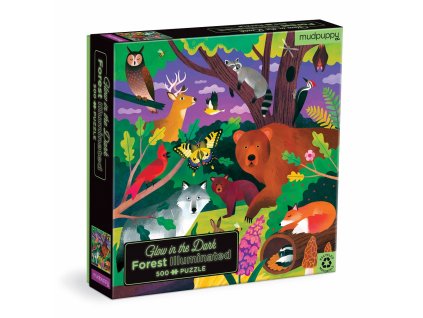 Mudpuppy Puzzle Lesní zvířátka - svítí ve tmě 500 dílků