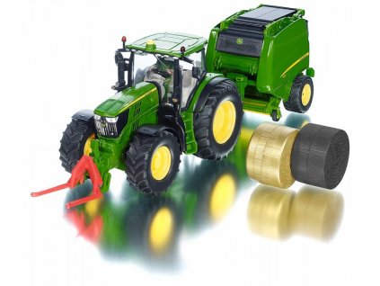 SIKU Farmer - Traktor John Deere + balíkovačka 1:32  + Dárek zdarma