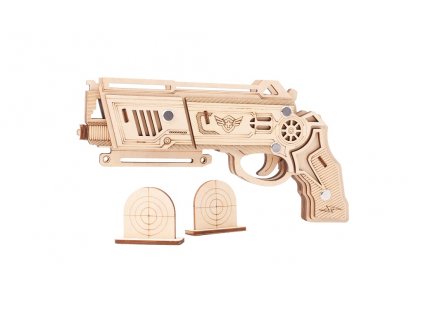 Woodcraft Dřevěné 3D puzzle Zbraň na gumičky Falcon přírodní
