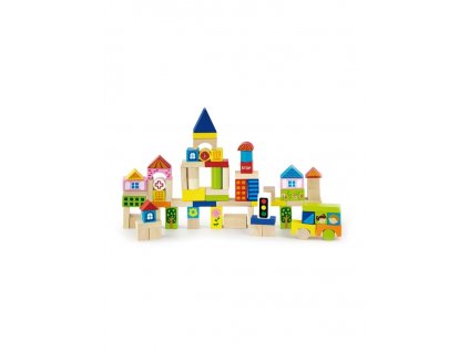 Dřevěné kostky pro děti Viga City 75 dílů - multicolor