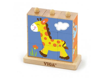 Dřevěné magnetické puzzle 3D kostky Viga