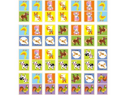 Dřevěné domino pro děti Viga Farma - multicolor