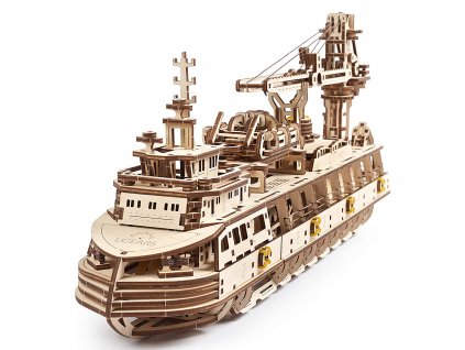 Ugears 3D dřevěné mechanické puzzle Výzkumná loď