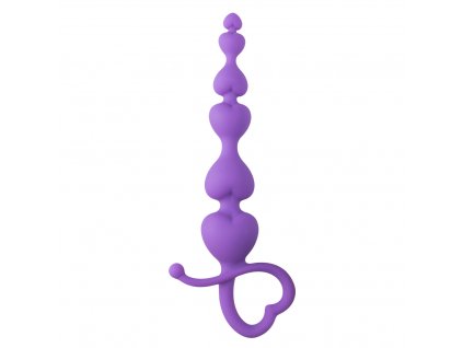Anální kolík Purple Anal Beads Heart Handle