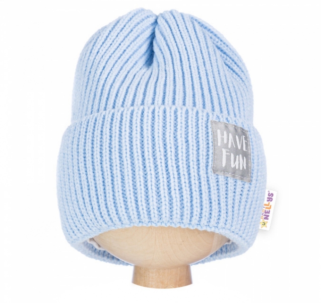Levně Detská zimní čepice Have Fun - modrá, BABY NELLYS Velikost koj. oblečení: 62-74 (3-9m)