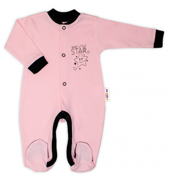Levně Baby Nellys Bavlněný overálek Baby Little Star - růžový Velikost koj. oblečení: 50 (0-1m)