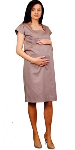 Levně Be MaaMaa Těhotenské šaty ELA - béžová Velikosti těh. moda: M (38)