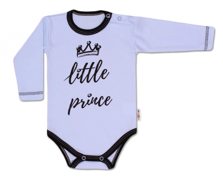 Levně Baby Nellys Body dlouhý rukáv, Little Prince - modré Velikost koj. oblečení: 56 (1-2m)