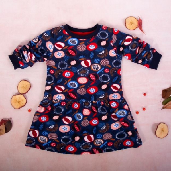 Levně K-Baby Dívčí bavlněné šaty, Ovoce - granátové Velikost koj. oblečení: 92 (18-24m)