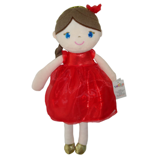 Levně Hadrová panenka Inez, Tulilo, 38 cm - červená