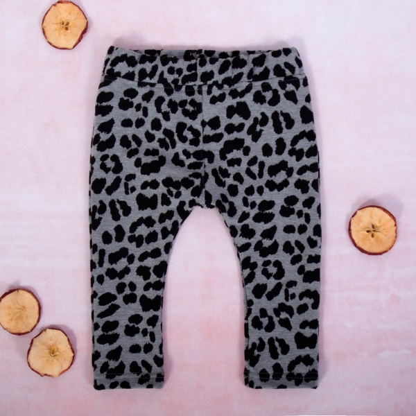 Levně K-Baby Dívčí legíny Gepardík, šedo-černá Velikost koj. oblečení: 68 (3-6m)