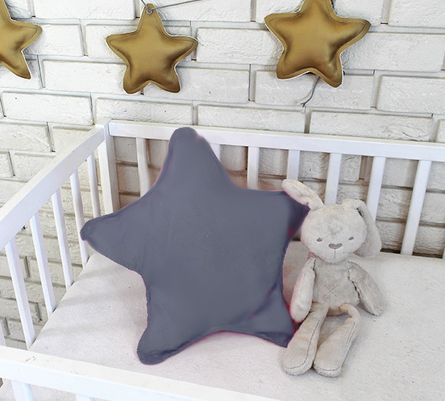 Levně Baby Nellys Dekorační oboustranný polštářek - Hvězdička, 45 cm - tmavě šedá