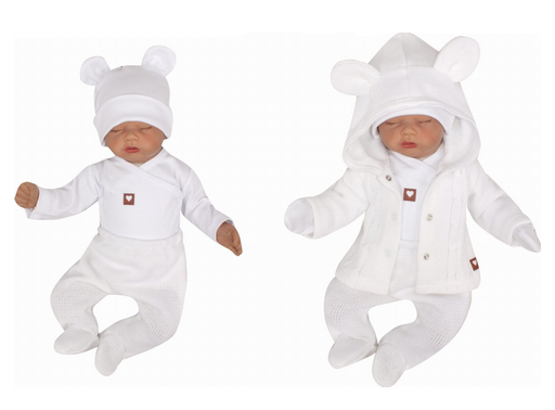 Levně Z&Z Z&amp;Z 5-dílná kojenecká soupravička pletená do porodnice - bílá Velikost koj. oblečení: 68 (3-6m)