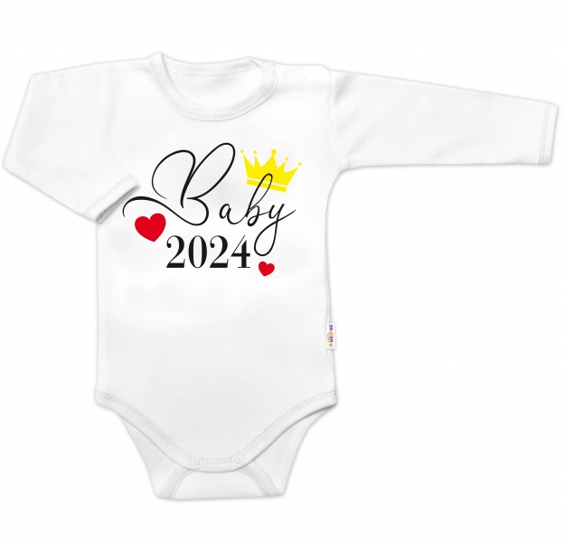 Levně Body dlouhý rukáv Baby 2024, Baby Nellys, bílé Velikost koj. oblečení: 74 (6-9m)