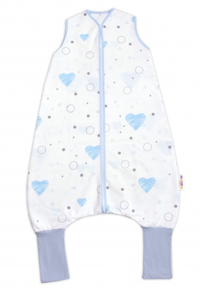 Levně Teplejší spací vak s nohavičkami Baby Nellys I love Boy, modrá/bílá Velikost koj. oblečení: S (0-2,5r)