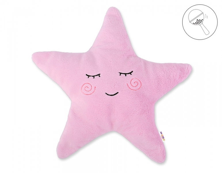Levně Baby Nellys Dekorační polštářek s chrastítkem Hvězdička, 40x40cm - růžová