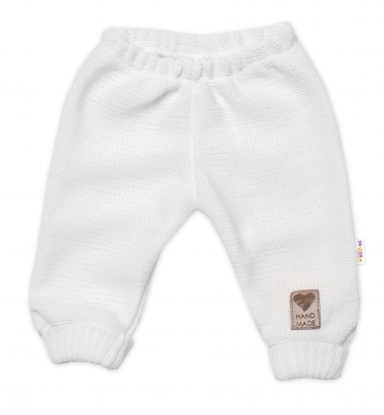 Levně Pletené kojenecké kalhoty Hand Made Baby Nellys, bílé Velikost koj. oblečení: 80-86 (12-18m)