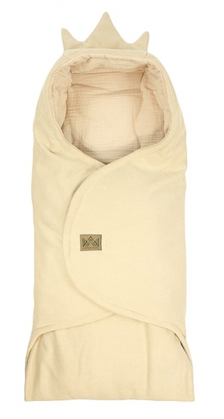 Levně Zavinovací deka s kapucí Little Elite, 100 x 115 cm, Kralovská koruna - béžová