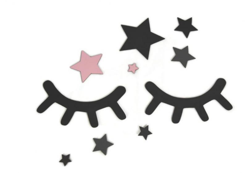Levně Dekorace na zeď - Spící očka s hvězdičkami, růžové, Adam Toys