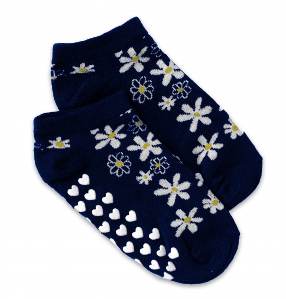 Levně NVT Dětské ponožky s ABS Květinky - tm. modré Velikost koj. oblečení: 27-30