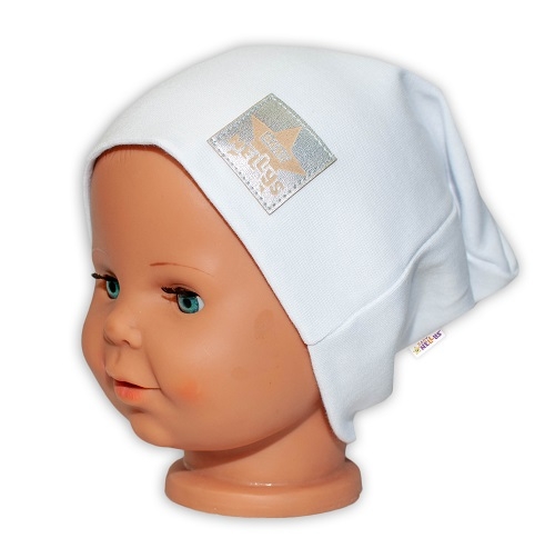 Levně Baby Nellys Hand Made Dětská funkční čepice s dvojitým lemem - bílá Velikost koj. oblečení: 98 (2-3r)