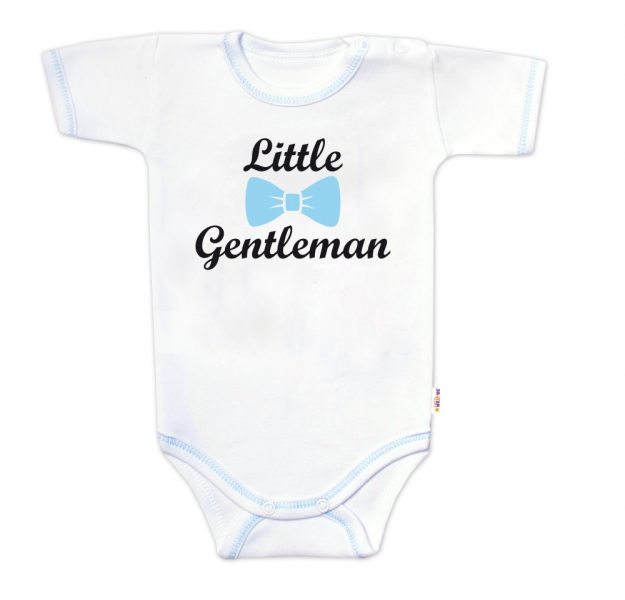 Levně Body krátký rukáv s vtipným textem Baby Nellys, Little Gentleman, kluk Velikost koj. oblečení: 68 (3-6m)