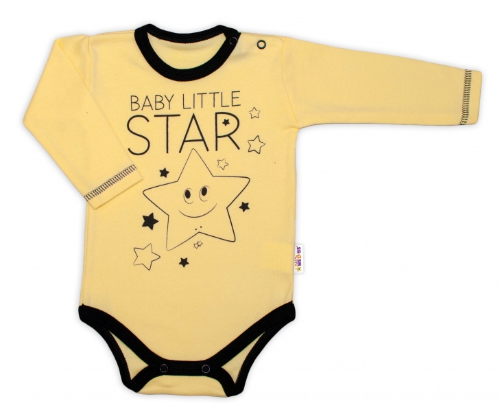 Levně Baby Nellys Body dlouhý rukáv, žluté, Baby Little Star Velikost koj. oblečení: 68 (3-6m)