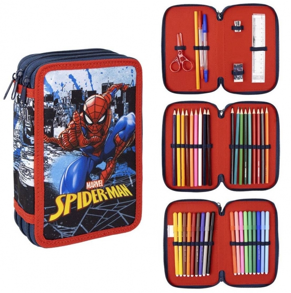 Levně bHome Školní penál třípatrový s náplní Spiderman