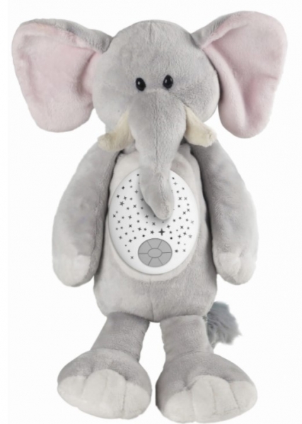 Levně Kaichi Plyšový Slon s projektorem - šedý