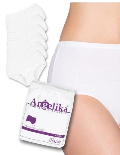 Levně Bavlněné kalhotky Angelika s vysokým pasem, 6ks v balení, bílé Velikosti těh. moda: M (38)