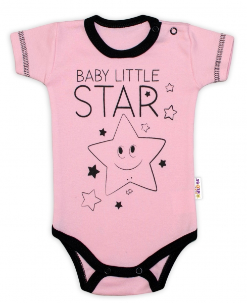 Levně Body krátký rukáv Baby Nellys, Baby Little Star - růžové Velikost koj. oblečení: 86 (12-18m)