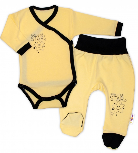 Baby Nellys 2-dílná sada body dl. rukáv + polodupačky, žlutá - Baby Little Star Velikost koj. oblečení: 56 (1-2m)