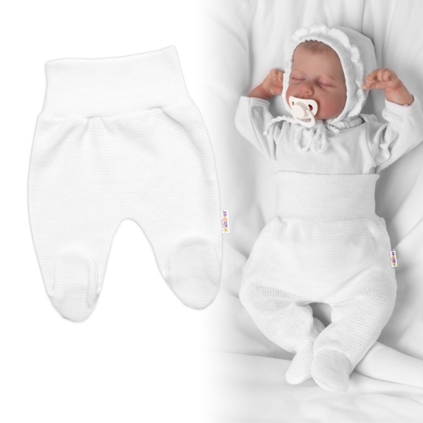 Pletené kojenecké polodupačky Hand Made, Baby Nellys, bílé Velikost koj. oblečení: 62 (2-3m)