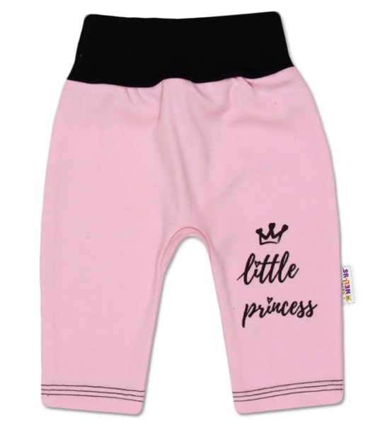 Levně Baby Nellys Bavlněné tepláčky, růžové Little Princess Velikost koj. oblečení: 68 (3-6m)