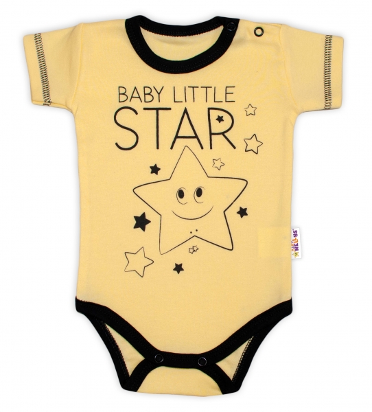 Levně Body krátký rukáv Baby Nellys, Baby Little Star - žluté Velikost koj. oblečení: 86 (12-18m)