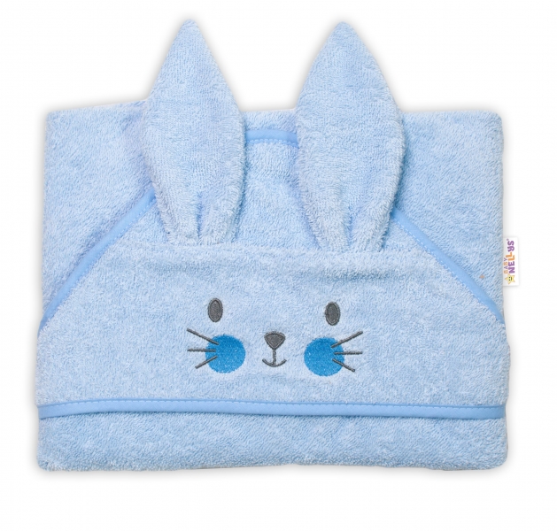 Levně Dětská froté osuška s kapucí 80 x 80 cm, Cute Bunny - modrá, Baby Nellys