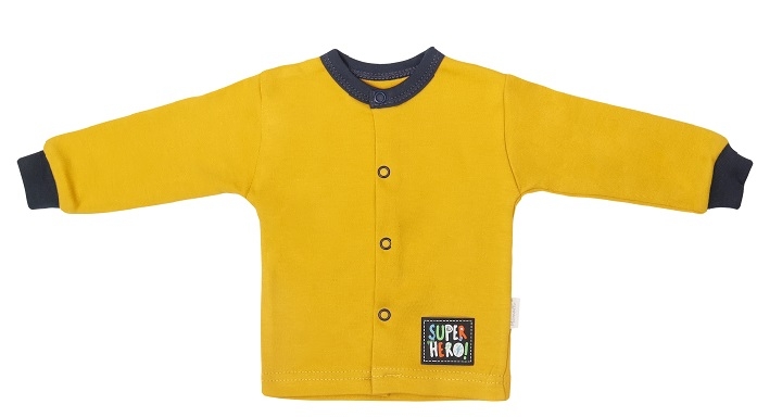 Levně Mamatti Novorozenecká bavlněná košilka, kabátek, Hero - hořčicová Velikost koj. oblečení: 62 (2-3m)