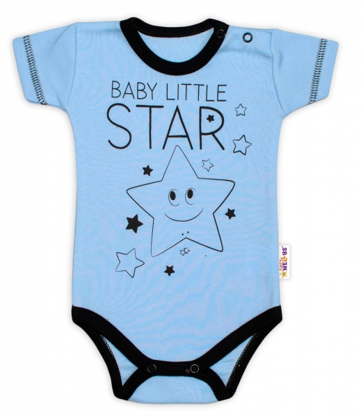 Levně Body krátký rukáv Baby Nellys, Baby Little Star - modré Velikost koj. oblečení: 62 (2-3m)