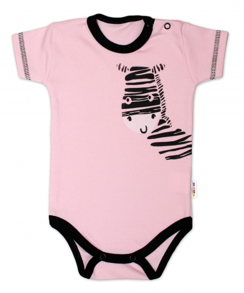 Levně Body krátký rukáv Baby Nellys, Zebra - růžové Velikost koj. oblečení: 62 (2-3m)