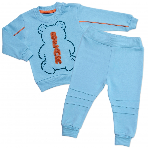 Levně Baby Little Star Tepláková souprava Bear 2D, bavlna, modrá Velikost koj. oblečení: 86-92 (18-24m)