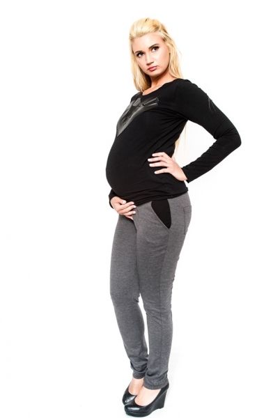 Levně Těhotenské kalhoty Be MaaMaa - NINA šedá Velikosti těh. moda: XS (32-34)