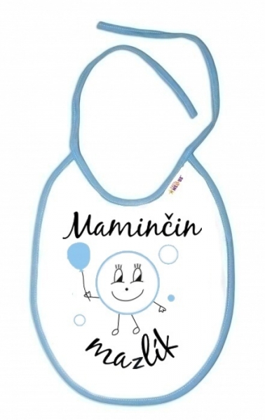 Levně Baby Nellys Nepromokavý bryndáček Maminčin mazlík, 24 x 27 cm - bílý s modrým lemem