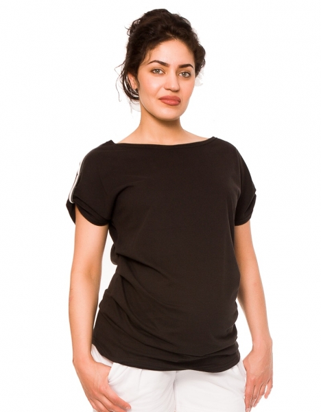 Levně Be MaaMaa Těhotenské triko Lia - černé Velikosti těh. moda: XS (32-34)